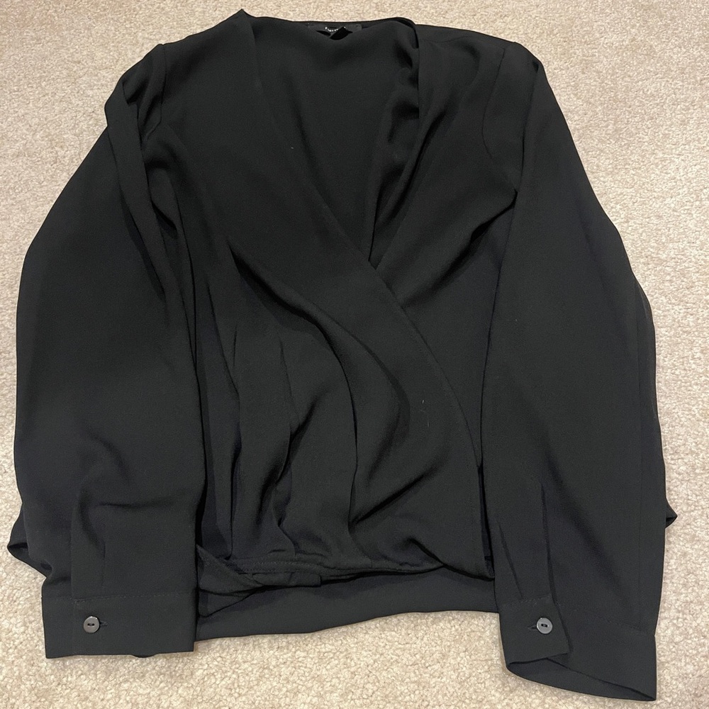 Elegant Black Wrap Blouse